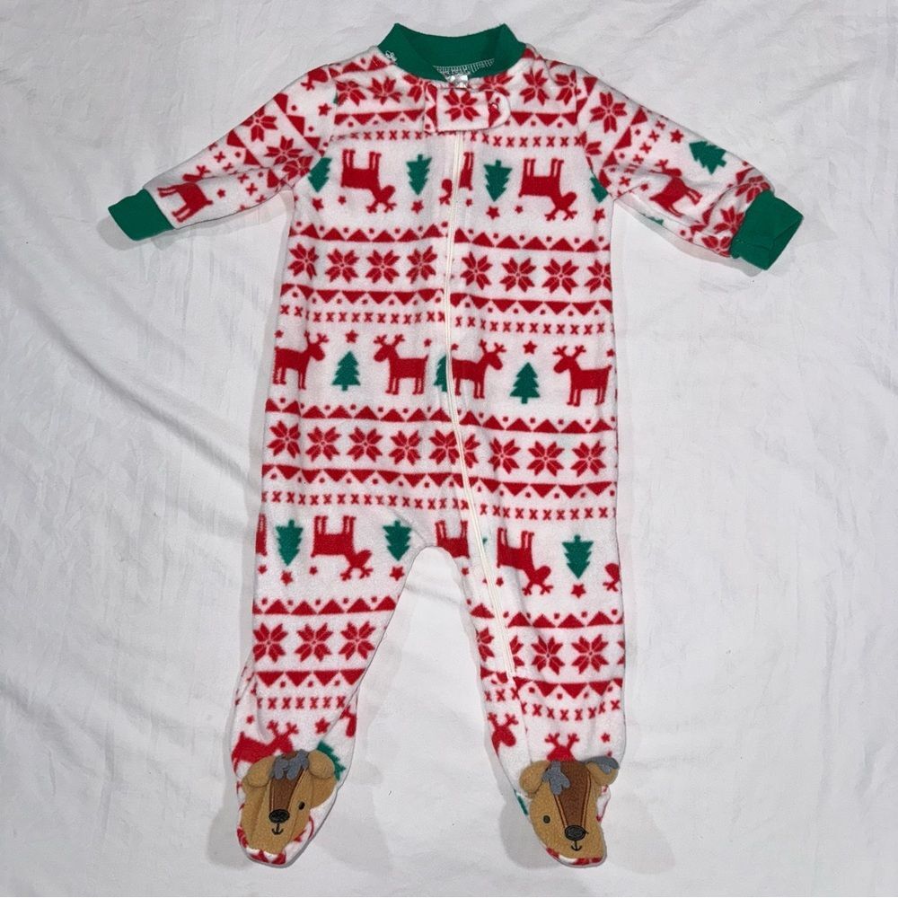 Bon Bebe Red and Green Reindeer Footie